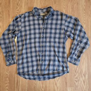 Hobbs Creek Tartan Flannel Button Up Shirt - Mens Size M - Blue White